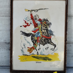 Lithograph of a Spahi, Pellerin Epinal image, signed and framed.