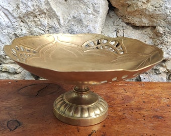 rare old brass compote bowl