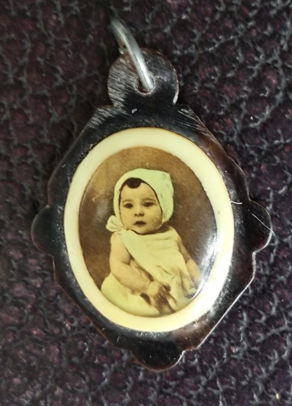 Médaillon Pendentif Ancien émaillé, Style Limoges ? Vintage France - Occasion