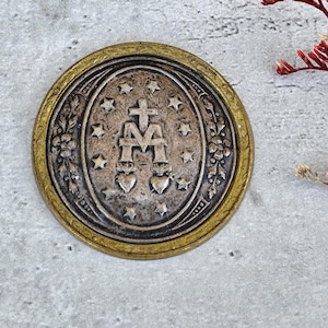 seltene antike religiöse Medaille der wundertätigen Jungfrau Maria