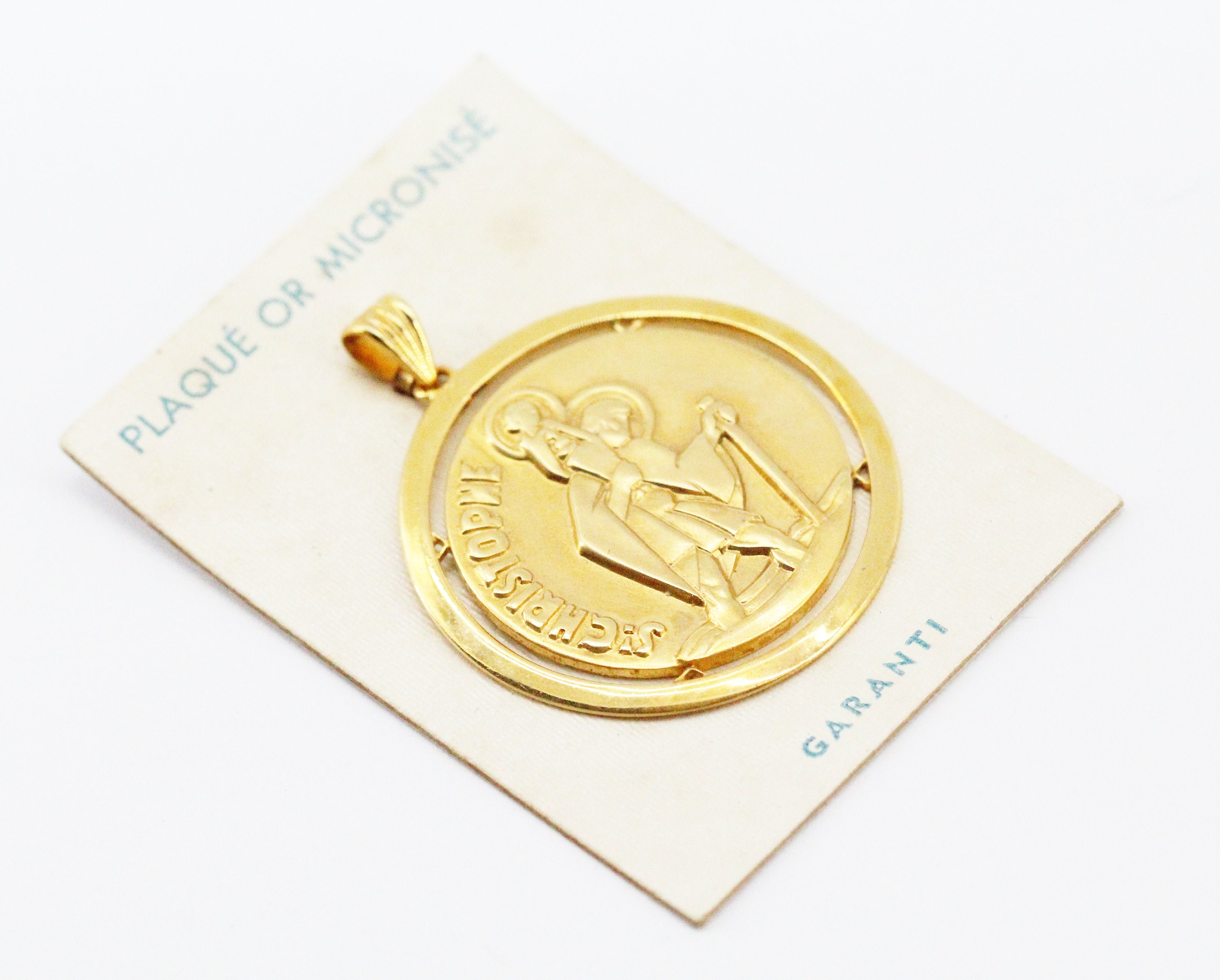 Ancienne Médaille Saint Christophe en Plaqué Or