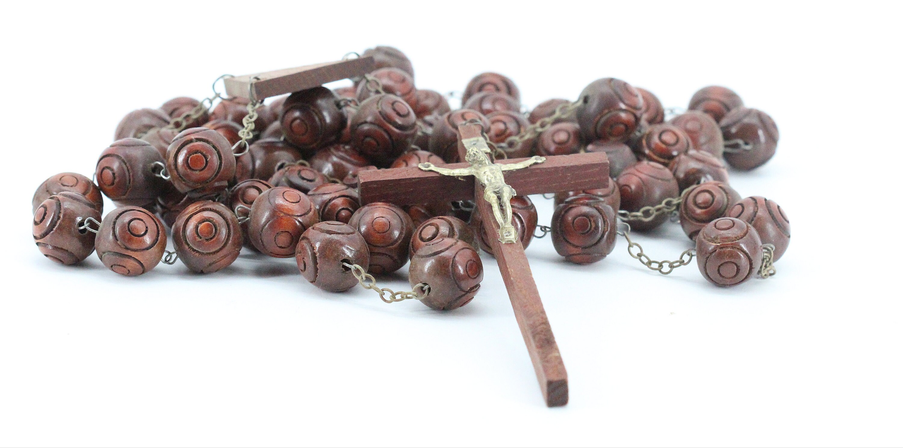 Rare Ancien Chapelet Mural