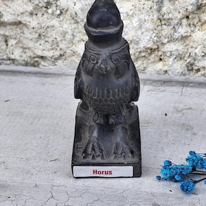 Ancient Egyptian Horus resin statuette, Egyptian falcon bird figurine representing order, balance and universal harmony
