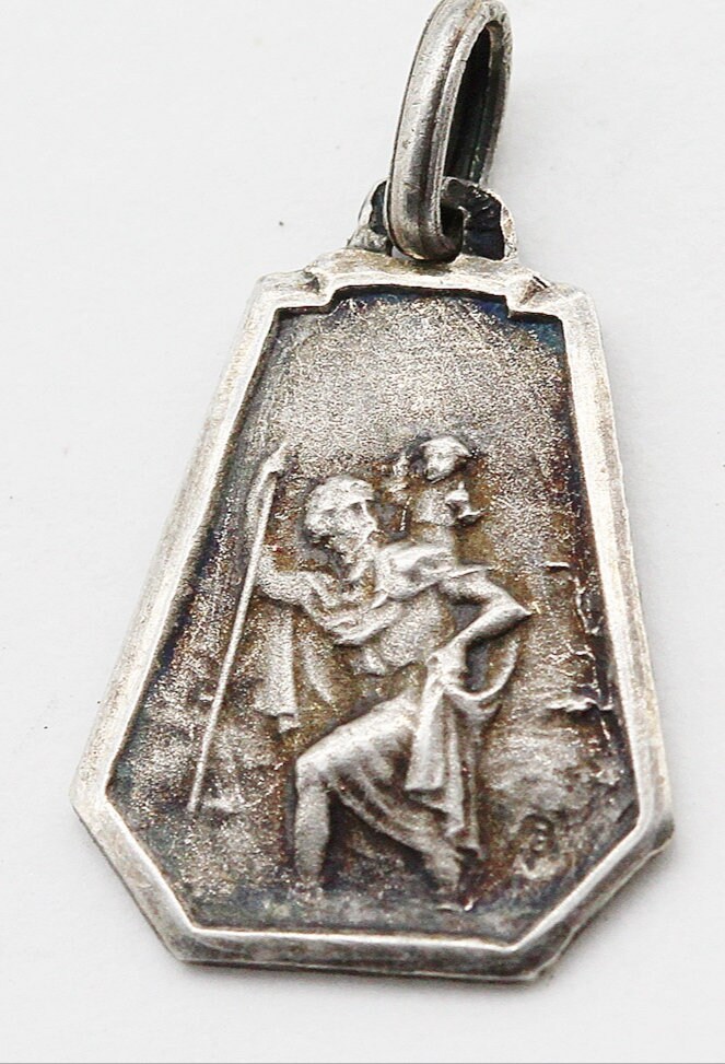Ancienne Petite Medaille Saint Christophe Art Déco
