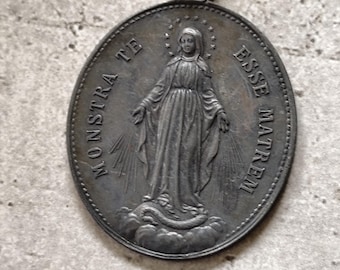Médaille Religieuse Vierge Marie Or 18k - Vintage Double Face - Occasion