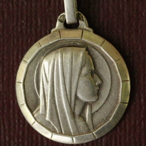 Antica medaglia religiosa edoardiana della Vergine Maria firmata ...