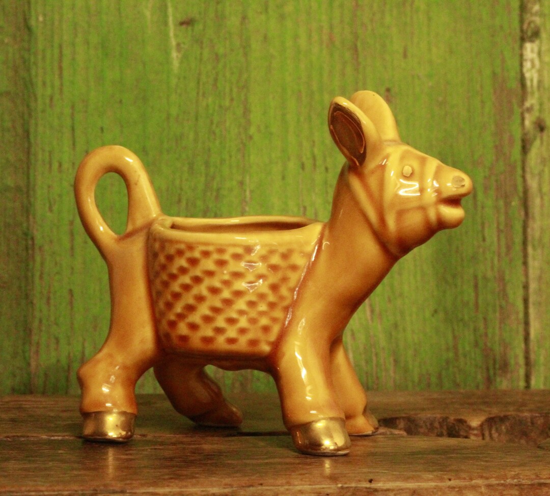 Vintage Ceramic Donkey Statue Etsy