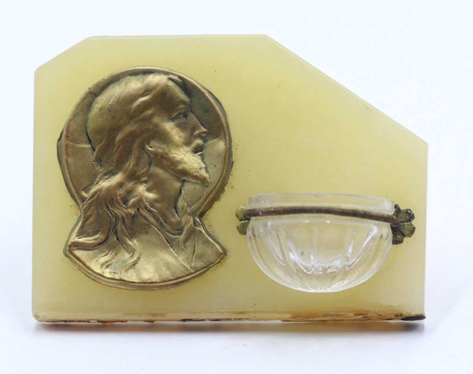 Ancien Bénitier Jésus Christ en Onyx