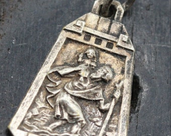 ancienne médaille Saint Christophe art deco
