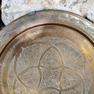 vintage brass moroccan tray