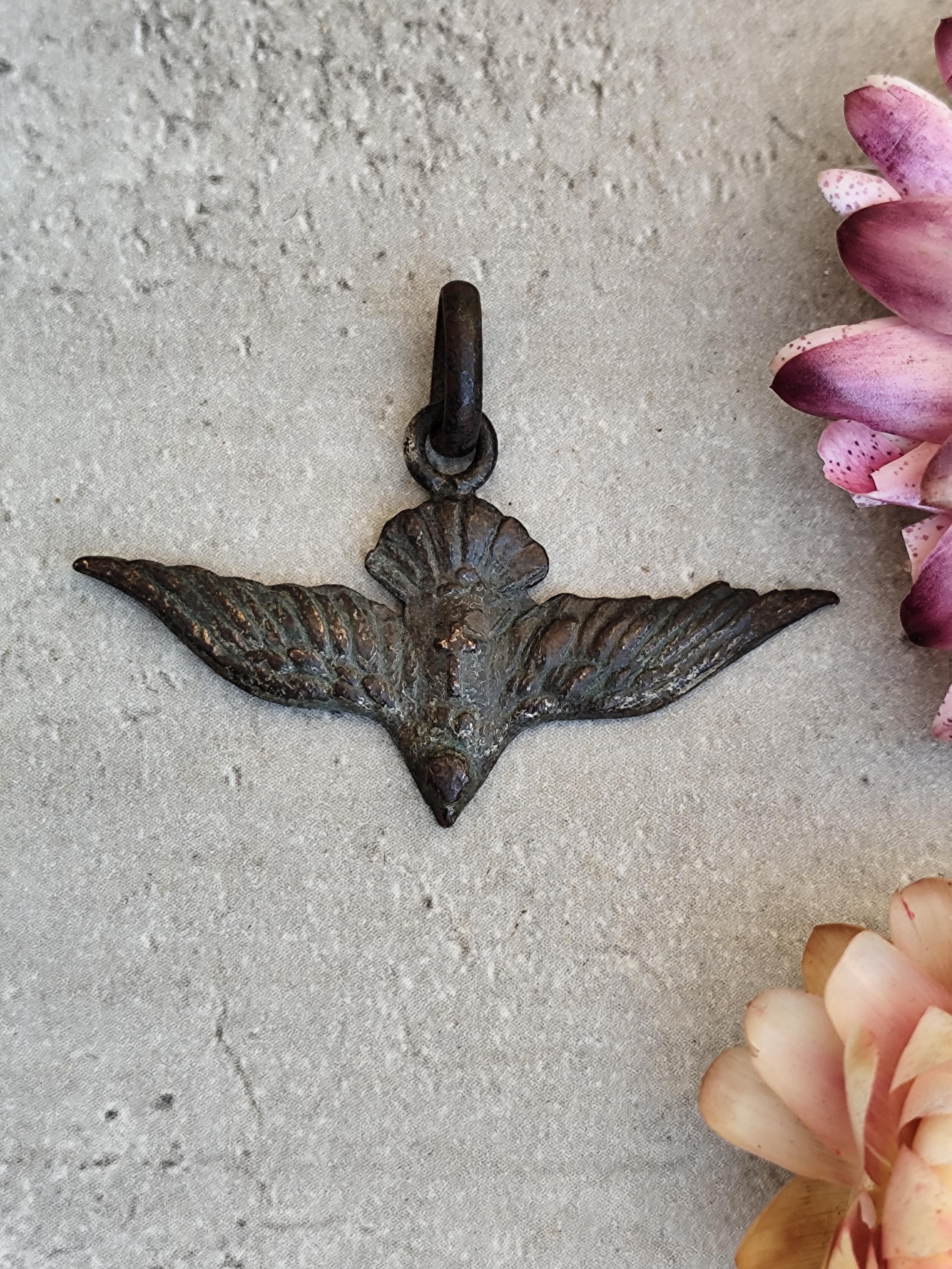 Pendentif Ancien Noeud Avec 3 Gouttes – Métal Et Strass – Style 18ème Siècle – Occasion