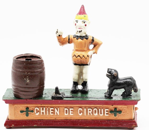 Zeldzame spaarpot vintage circus hond Etsy België