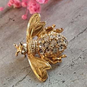 Broche Fantaisie Abeille Vintage - Accessoire Doré, Occasion, Pour Customiser Vos Tenues