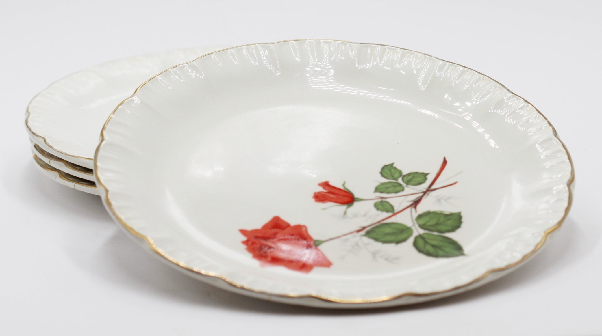 4 Assiettes Roses Digoin Sarreguemines Sévigné