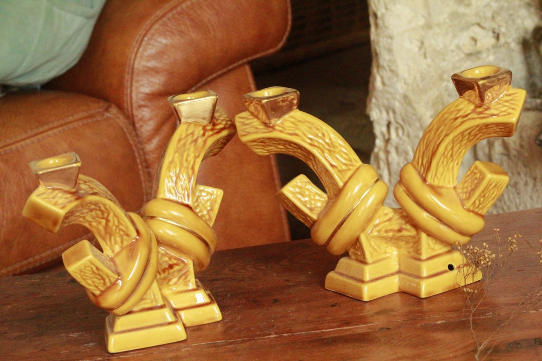 Rare Pair Ceramic Candle Lamp Etsy