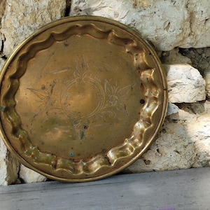 vintage brass moroccan tray