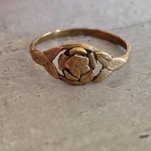 Bague Ethnique Ancienne En Laiton - Taille 54 - Artisanat Vintage - Occasion
