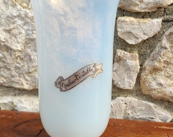 Rare Large vintage vase in white opaline
