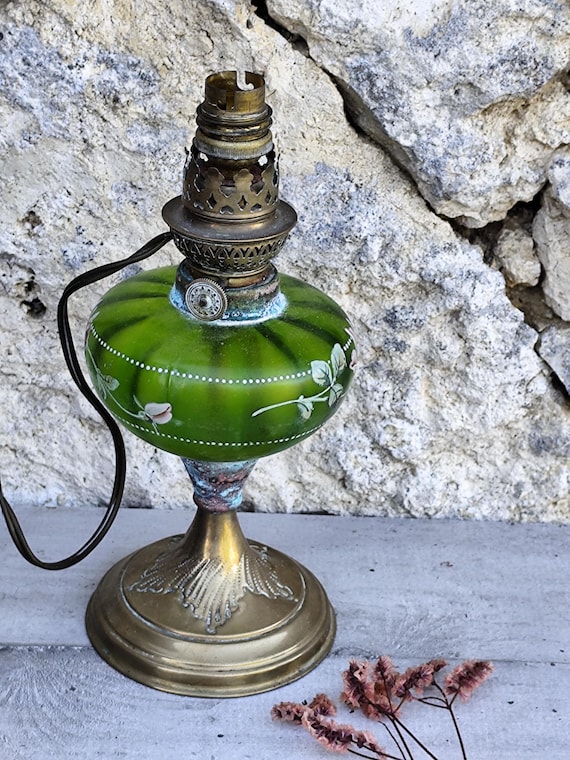 Ancienne Lampe Vintage En Verre - Modèle Sans Marque, Voir Description