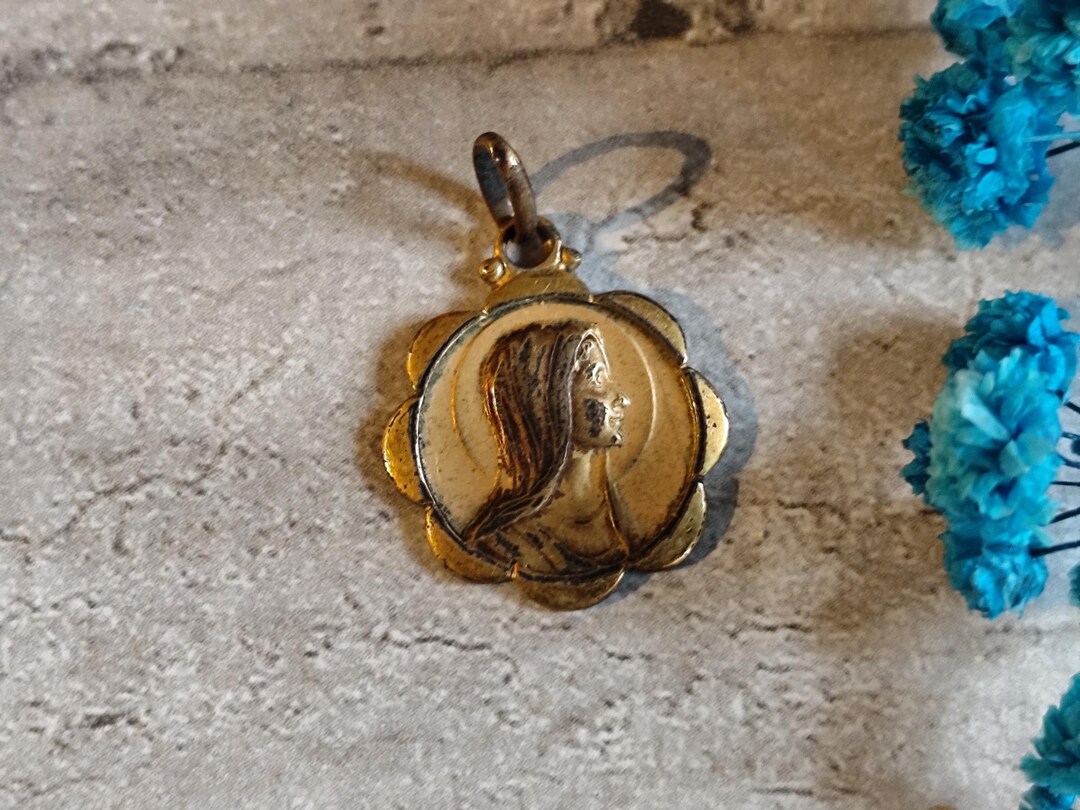 Rare Antique French Religious Medal of the Virgin Mary in Gold Color - Etsy