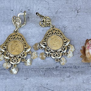 Boucles D'oreilles Anciennes Napoléon III - Pendants Quartz Argenté, Style Antique Vintage