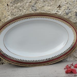 Limoges porcelain serving dish, France Lafarge, porcelain dish, oval serving dish, chic antique French tableware