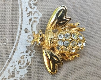 Broche abeille strass vintage