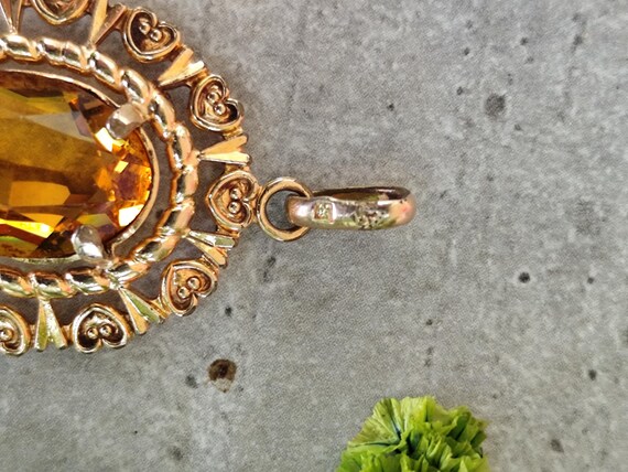 Ancien pendentif en plaqué or pierre jaune - image 4