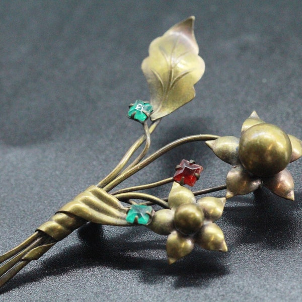 ancienne broche fleurs