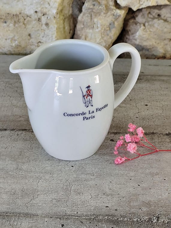 Jarra de leche de porcelana antigua Concorde Lafayette París