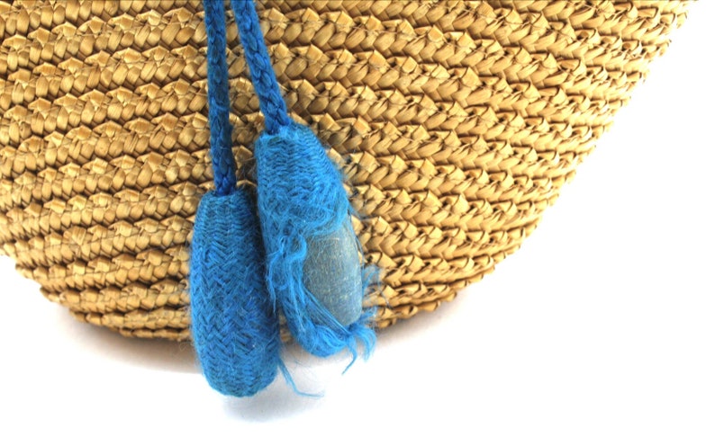 Rare antique small wicker basket embroidered