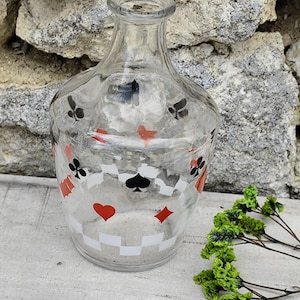 Ancienne carafe à alcool en verre jeux de cartes,carafe à liqueur vintage