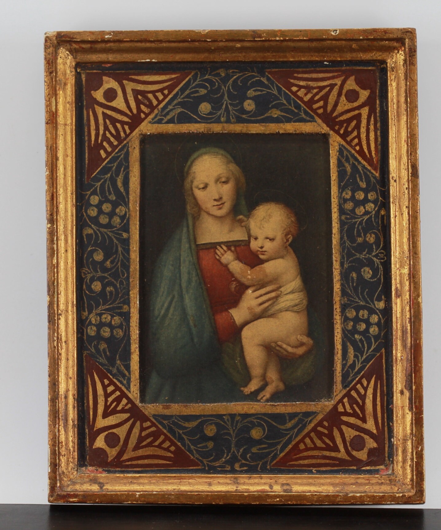 Tableau Peinture Ancienne Femme Devotionnelle avec Enfant