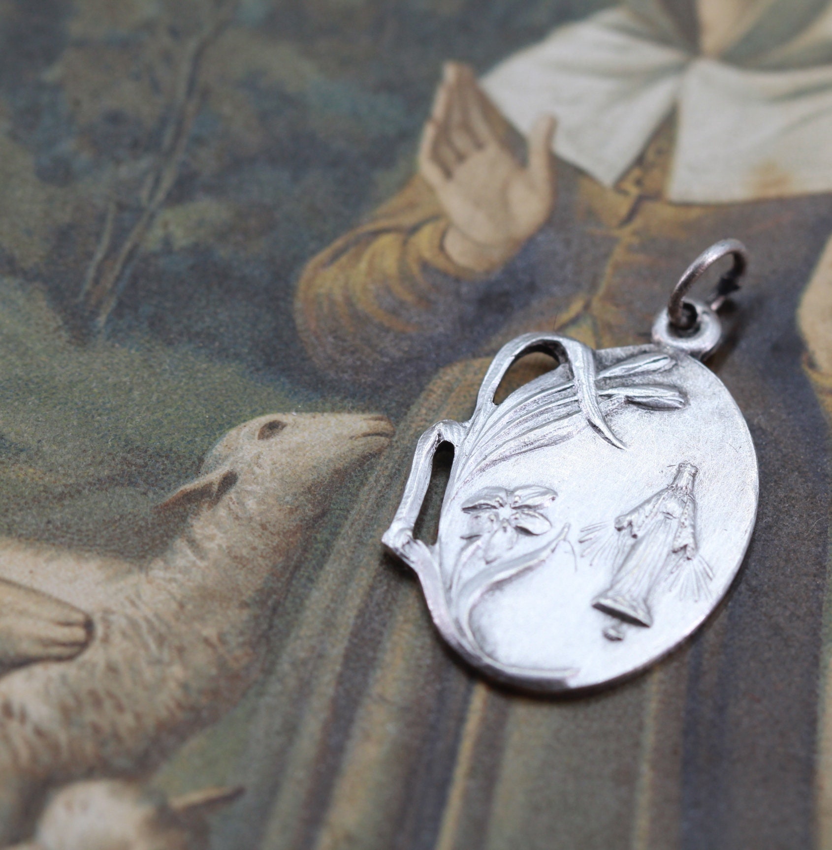 Rare Ancienne Medaille Religieuse de La Vierge Marie