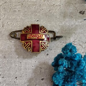 Broche émaillée Vintage France - Bleu - Occasion - Accessoire Ancien