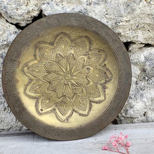 vintage brass moroccan tray