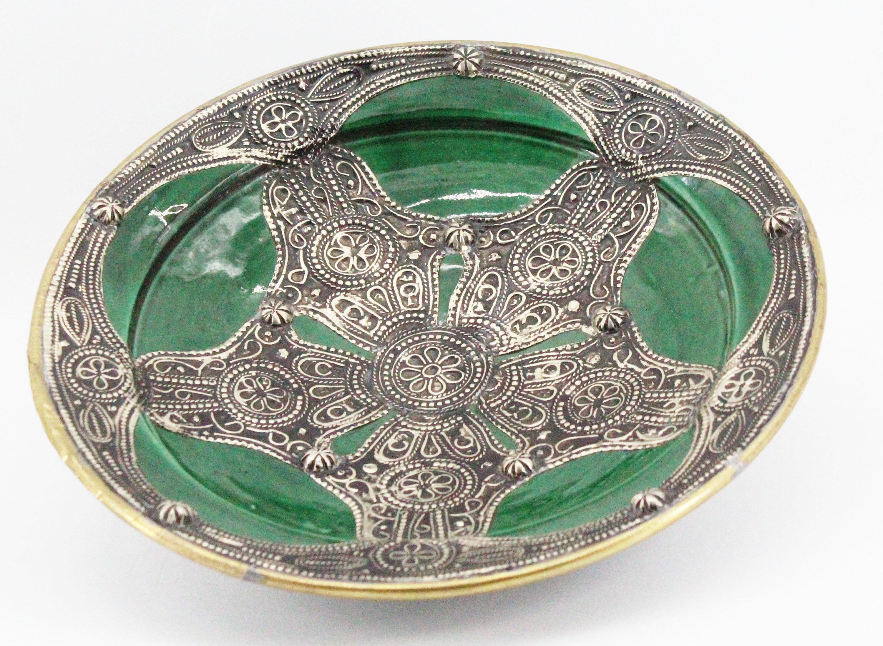 Grand Plat Marocain en Céramique Vert