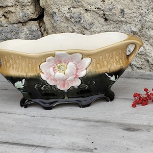 rare majolica planter holder