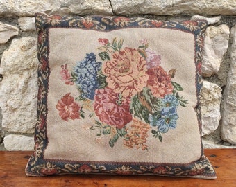 vintage flower tapestry cushion