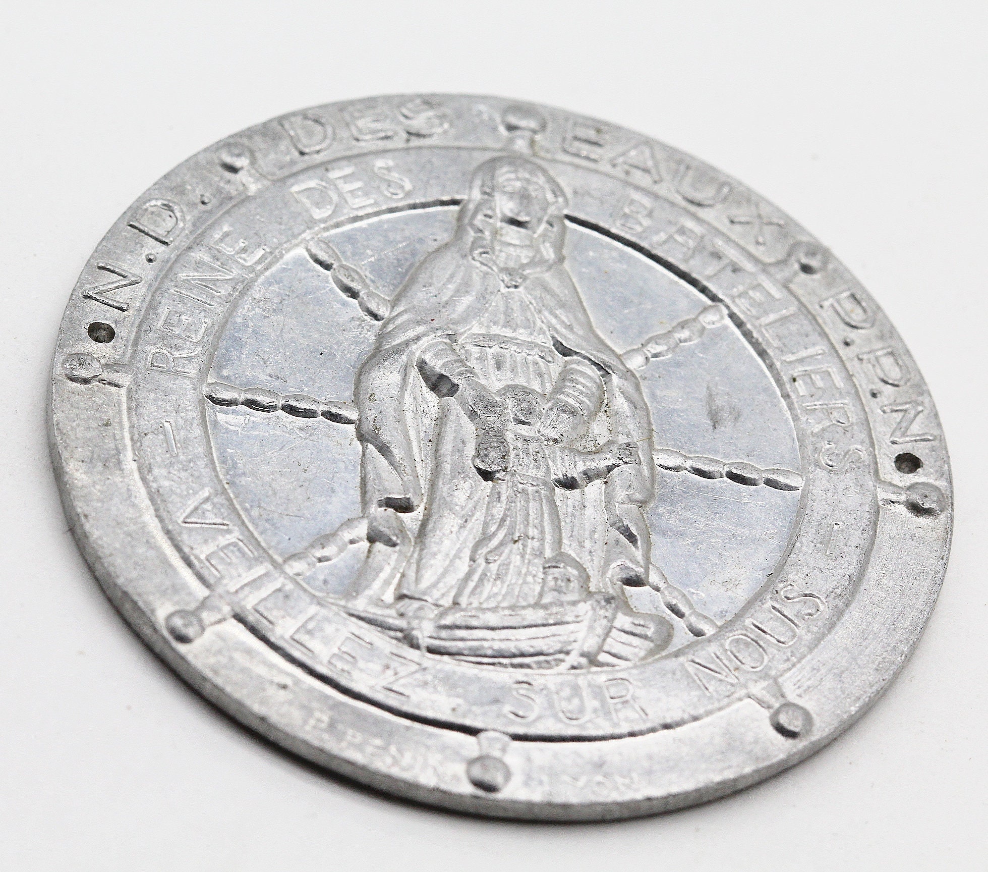 Rare Grande Médaille Notre Dame Des Eaux