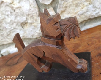 vintage wooden dog statue