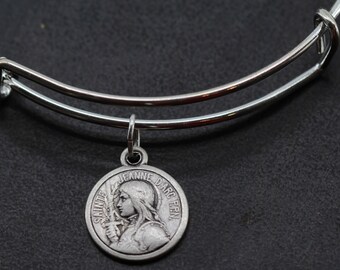 Joan of Arc medal bangle bracelet