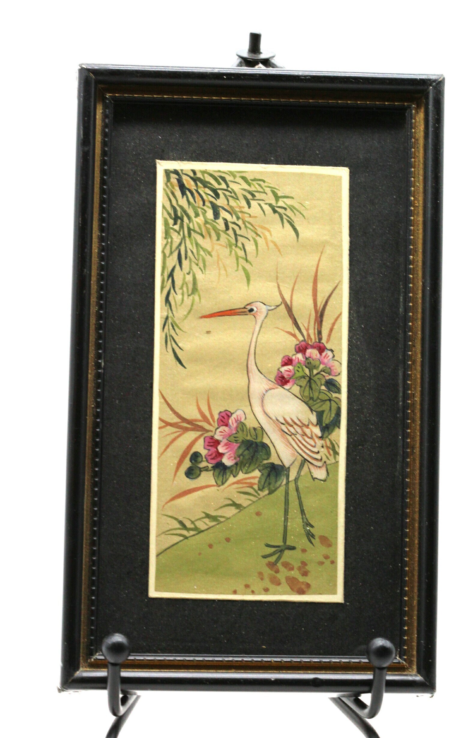 Ancienne Peinture Chinoise sur Soie Grue