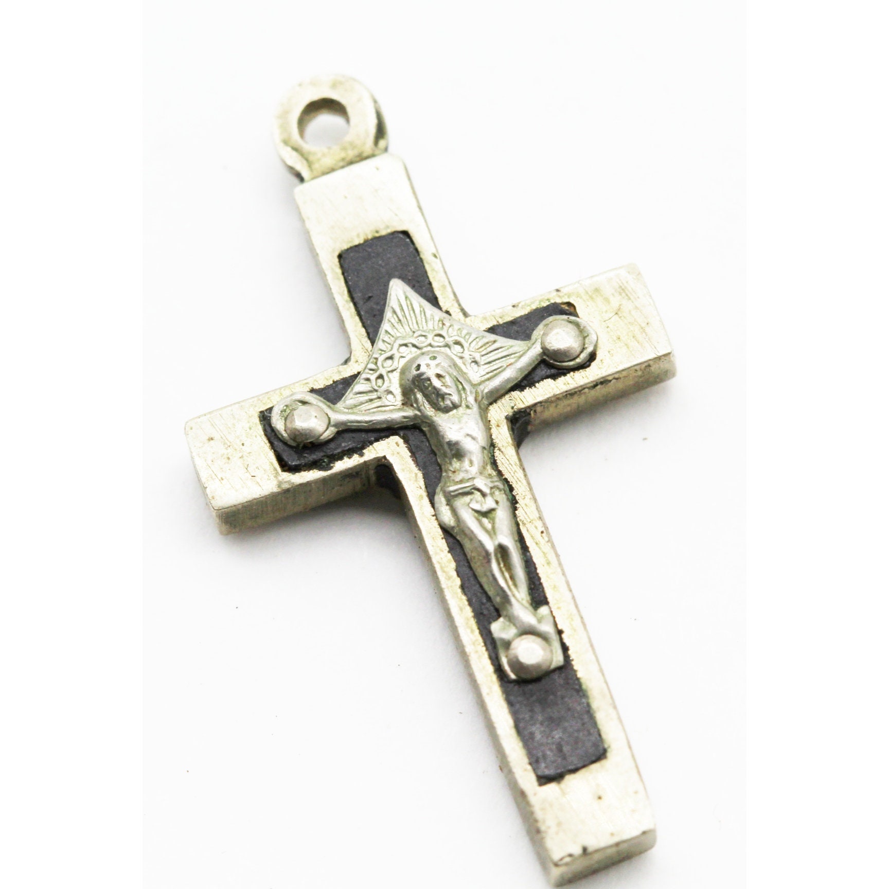 Ancienne Croix Pectorale Crucifix en Ébène