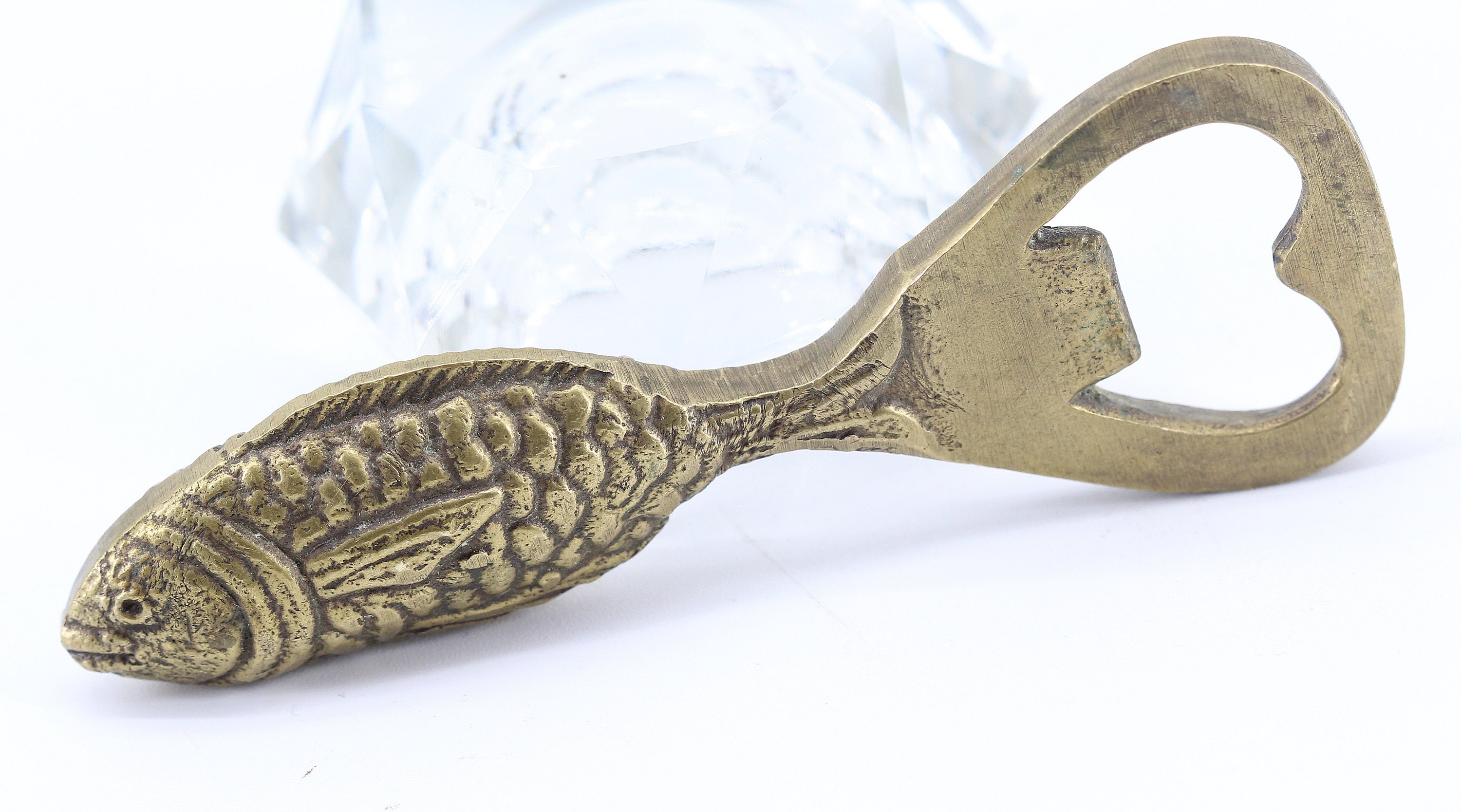 Ancien Décapsuleur Poisson en Laiton