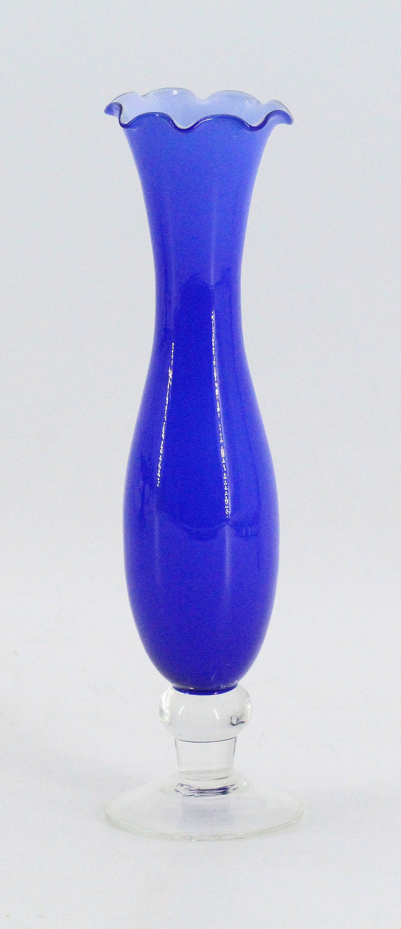 Ancien Vase en Verre Bleu