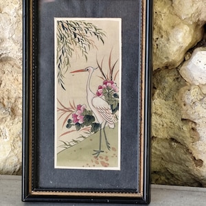 vintage chinese héron painting frame