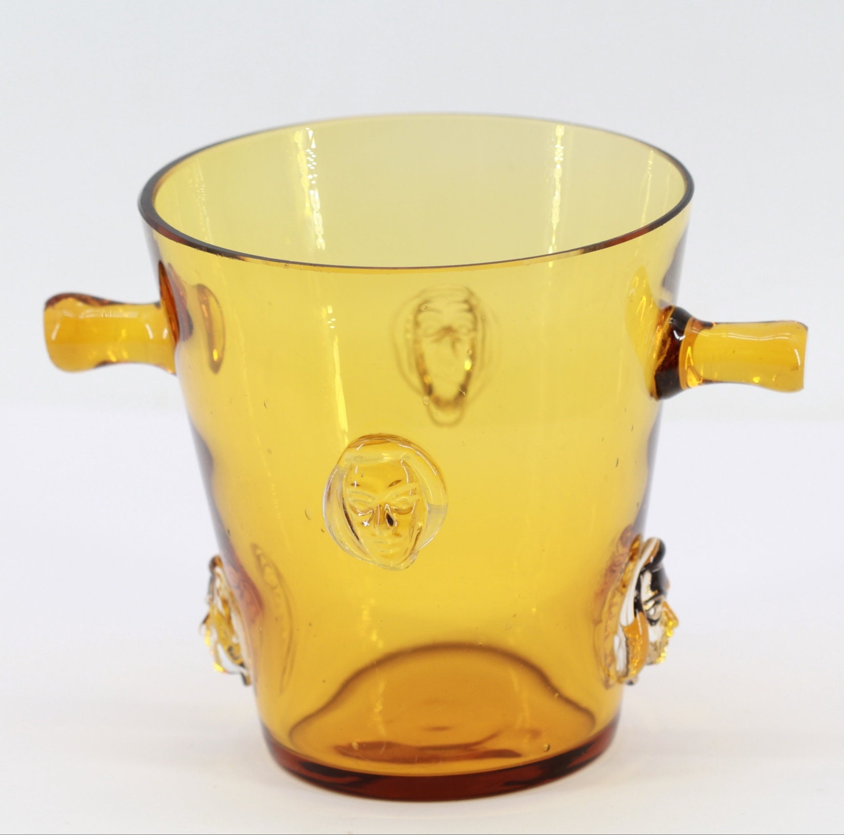 Rare Seau à Glace en Verre avec Des Visages