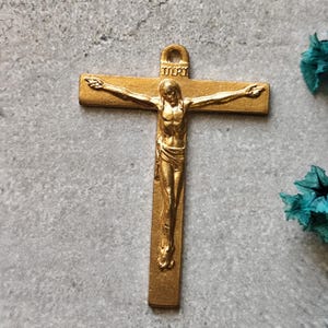 Antiker goldener religiöser Kreuzanhänger, Jesus Christus Kruzifix Anhänger