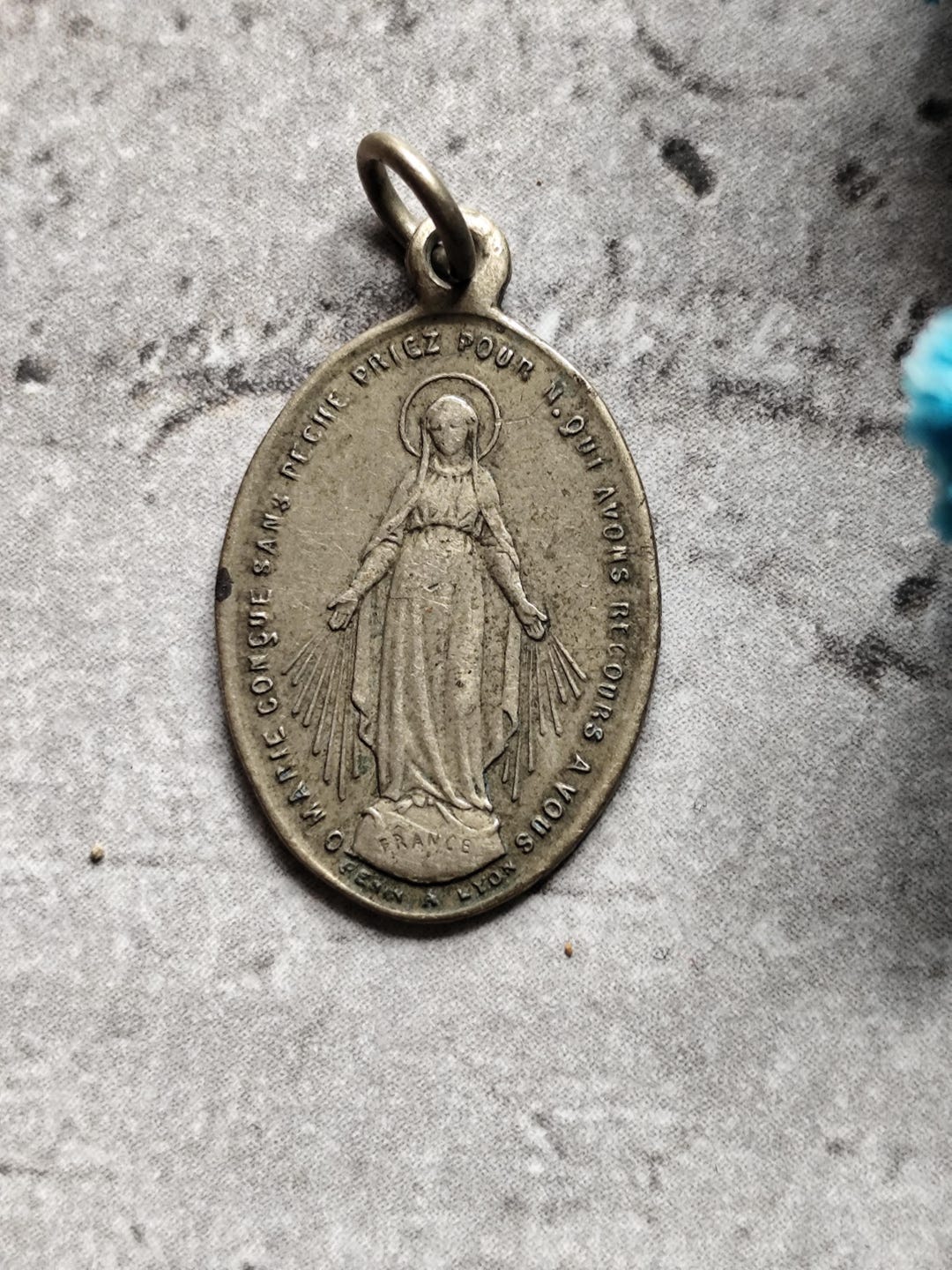 Antique French Religious Medal of the Virgin Mary, O Mary Conceived ...